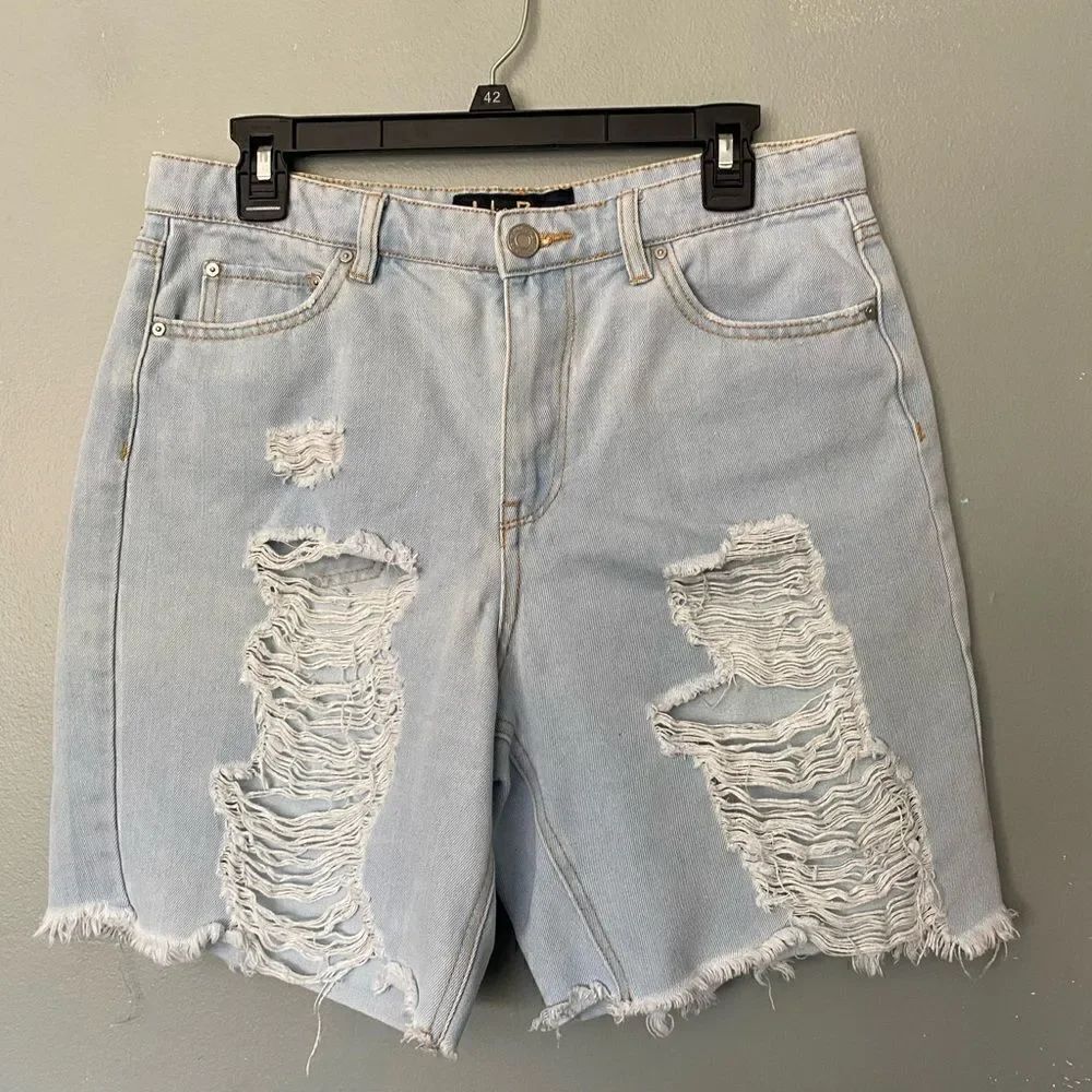 Indigo Rein cut off high rise Jeans  Shorts Distressed size 11/29